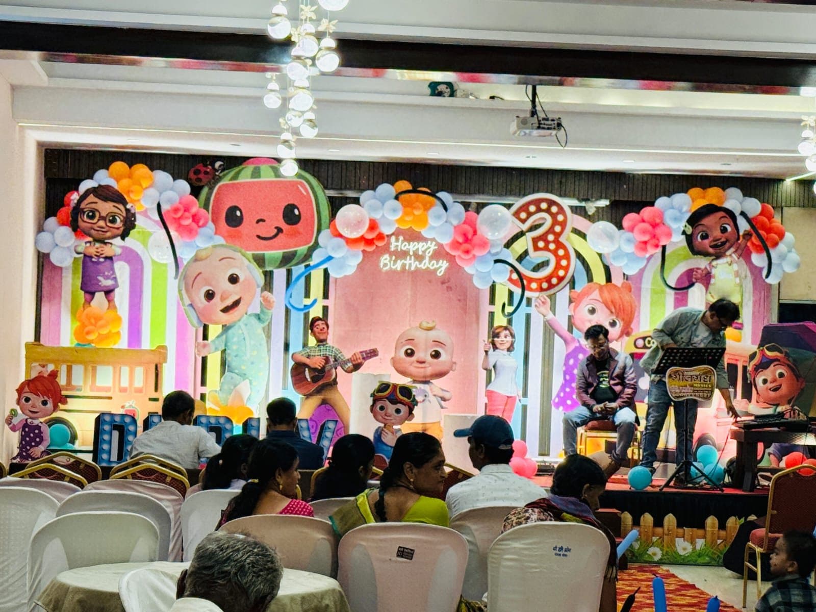 Birthday stage with a live band